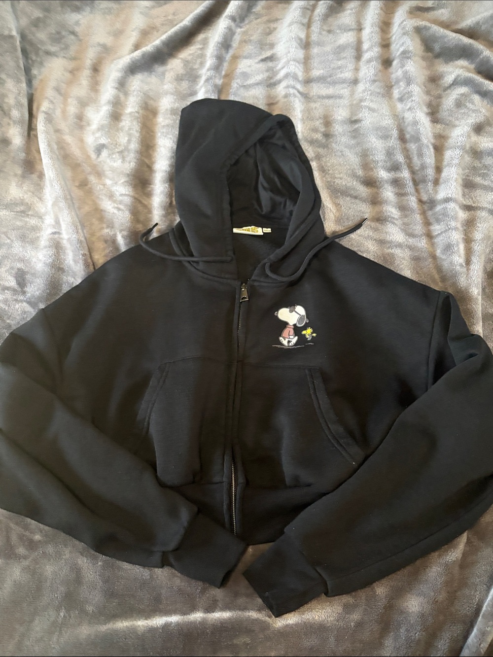 Aeropostale Black Zip Hoodie with Snoopy & Woodstock